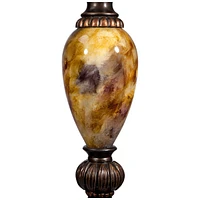 Mulholland Traditional Table Lamp 30" Tall Brown Gold Faux Marble Aged Bronze Off-White Fabric Oval Shade Decor for Bedroom Living Bedside Nightstand