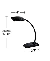 Ricky Modern Minimalist Desk Table Lamp with Usb Charging Port Led Gooseneck Adjustable Height 13.75" High Black Touch On Off Dimmer for Bedroom House