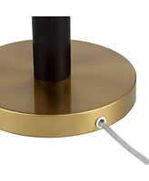 Orbital Mid Century Modern Desk Lamp 19 1/2" High Brown Wood Gold Metal White Frosted Glass Dome Shade for Bedroom Living Room Nightstand Bedside Nigh