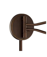 Samuel Rustic Mission Swing Arm Wall Lamp Industrial Bronze Plug-In Light Fixture Natural Blonde Mica Mineral Shade for Bedroom Bedside House Reading