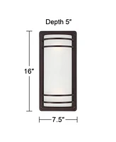 Habitat Modern Industrial Outdoor Wall Light Fixture Rubbed Bronze Steel 16" Opal Etched Glass for Exterior House Porch Patio Outside Deck Garage Yard