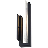Cascadia Modern Wall Light Sconce Black Metal Hardwired 6" Fixture Led Piastra Art Glass Panel for Bedroom Bedside Bathroom Vanity Living Room Hallway