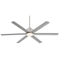 Casa Vieja 65" Ultra Breeze Modern Industrial Outdoor Ceiling Fan with Dimmable Led Light Remote Control Brushed Nickel Silver Wet Rated for Patio Ext