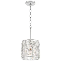 Vienna Full Spectrum Sofie Chrome Mini Pendant Lighting 8 1/2" Wide Modern Glass Crystal Rectangular Cutouts Fixture for Dining Room House Home Kitche