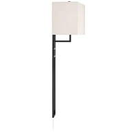 Ventano Modern Wall Lamp Matte Black Metal Plug-In 16" White Linen Rectangular Shade for Bedroom Living Room Home Hallway Dining Kitchen House