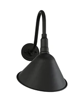 Neihart Industrial Barn Wall Light Sconce Black Hardwired 10 1/2" Fixture Curving Gooseneck Metal Arm for Bedroom Bathroom Vanity Reading Living Room