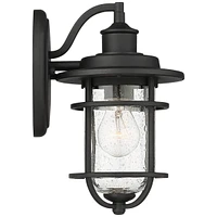 Markham Modern Outdoor Wall Light Fixtures Set of 2 Textured Black 10 1/2" Lantern Clear Seedy Glass for Exterior House Porch Patio Outside Deck Garag