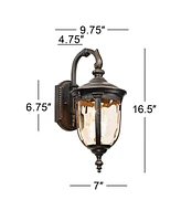 Bellagio European Outdoor Carriage Light Fixture Bronze Metal 16 1/2" Hammered Glass Wall Sconce for Exterior House Porch Patio Outside Deck Garage Ya