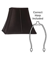 Small Square Curved Black Lamp Shade 6" Top x 11" Bottom x 9.75" Height (Spider) Replacement with Harp and Finial - Springcrest