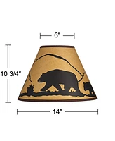 Mountain Scene Brown Paper Medium Empire Lamp Shade 6" Top x 14" Bottom x 10" Slant x 10.75" High (Spider) Replacement with Harp and Finial