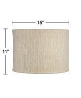 Gold and Silver Plastic Weave Medium Drum Lamp Shade 15" Top x 15" Bottom x 11" High (Spider) Replacement with Harp and Finial - Springcrest