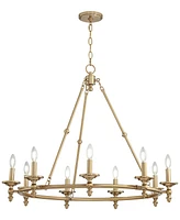 Stiffel Hartley 35" Wide Warm Antique Gold 9-Light Ring Chandelier