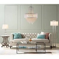 Modern Glam Table Lamp 26 1/2" High Stacked Clear Crystal Spheres Glass White Tapered Drum Shade Decor for Bedroom Living Room House Home Bedside Nigh