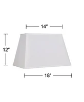 White Large Rectangular Lamp Shade 14" Wide x 6" Deep at Top and 18" Wide x 12" Deep at Bottom and 12" Height (Spider) Replacement with Harp and Finia