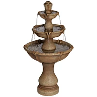 Arosco Modern Rustic Outdoor Floor Water Fountain with Light Led 43" High 3