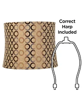 Copper Circles Medium Drum Lamp Shade 13" Top x 14" Bottom x 11" High (Spider) Replacement with Harp and Finial - Spring crest