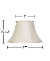 Creme Large Bell Lamp Shade 9" Top x 17" Bottom x 11" Slant x 10.5" High (Spider) Replacement with Harp and Finial - Imperial Shade