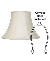 Creme Large Bell Lamp Shade 9" Top x 18" Bottom x 13" Slant x 12.5" High (Spider) Replacement with Harp and Finial - Imperial Shade