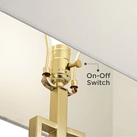 Sonia Modern Table Lamps 29 1/2" Tall Set of 2 with Dual Usb Charging Ports Gold Metal White Rectangular Shade for Bedroom Living Room House Bedside N