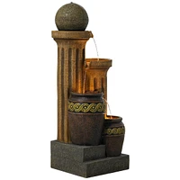 Sphere Jugs and Column Rustic Outdoor Floor Water Fountain 50" High with Led Light Cascading for Garden Patio Backyard Deck Home Lawn Porch House Rela