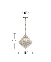 Vienna Full Spectrum Wallingford Antique Brass Gold Chandelier Lighting 16" Wide Clear Crystal Shade 6-Light Fixture for Dining Room House Foyer Entry