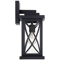 Woodland Park Mission Outdoor Wall Light Fixture Black Metal15" Clear Glass Security Dusk To Dawn for Exterior House Porch Patio Outside Deck Garage Y
