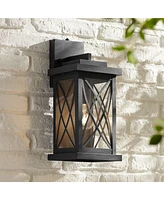 Woodland Park Mission Outdoor Wall Light Fixture Black Metal15" Clear Glass Security Dusk To Dawn for Exterior House Porch Patio Outside Deck Garage Y