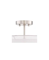 Possini Euro Design Caliari Modern Ceiling Light Semi Flush Mount Fixture Brushed Nickel 18" Wide 5-Light Sheer Silver White Linen Double Drum Shade f