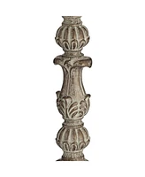 Duval French Country Cottage Table Lamp 34" Tall Crystal Distressed Antique White Candlestick Beige Bell Shade Decor for Living Room House Bedside Nig