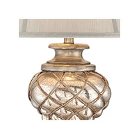Luke Traditional Table Lamp with Nightlight Led 33.75" Tall Mercury Glass Off White Mist Fabric Bell Shade Decor for Living Room Bedroom House Bedside