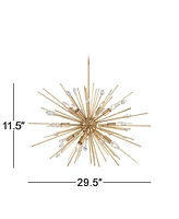 Possini Euro Design Janae Antique Gold Sputnik Chandelier Lighting 29.50" Wide Modern Industrial Clear Crystal Ball 12-Light Fixture for Dining Room H