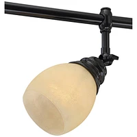 Pro Track Elm Park 6-Head Ceiling Track Light Fixture Kit Spot-Light Directional Adjustable Monorail Brown Bronze Finish Amber Glass Western Kitchen B
