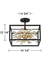 Possini Euro Design Carrine Modern Ceiling Light Semi Flush-Mount Fixture 14 1/4" Wide Black Metal Gold Branches 4