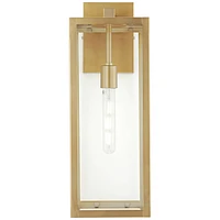 Titan 20 1/4" High Modern Outdoor Wall Light Fixture Mount Porch House Exterior Outside Lantern Edison Bulb Soft Gold Finish Clear Glass Shade Front D