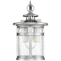 Callaway Modern Industrial Outdoor Wall Light Fixture Chrome 14 1/2" Clear Seedy Glass Lantern for Exterior House Porch Patio Outside Deck Garage Yard