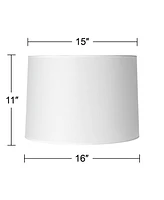 Hardback White Medium Drum Paper Lamp Shade 15" Top x 16" Bottom x 11" Slant x 11" High (Spider) Replacement with Harp and Finial - Spring crest