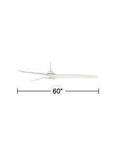 60" La Jolla Surf Modern 3 Blade Indoor Ceiling Fan with Dimmable Led Light Remote Control Matte White for Living Kitchen House Bedroom Family Dining