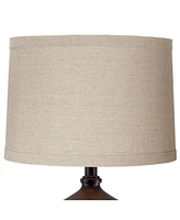 Set of 2 Natural Linen Medium Drum Lamp Shades 15" Top x 16" Bottom x 11" High (Spider) Replacement with Harp - Springcrest