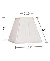 Set of 2 Ivory Classic Small Square Lamp Shades 5.25" Top x 10" Bottom x 9" High (Spider) Replacement with Harp and Finial - Springcrest