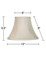 Set of 2 Creme Small Bell Lamp Shades 6" Top x 12" Bottom x 9" High (Spider) Replacement with Harp and Finial - Imperial Shade