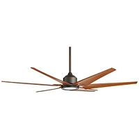 72" Power Hawk Modern Large Indoor Outdoor Ceiling Fan with Light Led Remote Control Oil Rubbed Bronze Painted Wood Damp Rated for Patio Exterior Roof