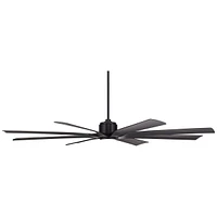 Possini Euro Design 80" Defender Modern Industrial Outdoor Ceiling Fan with Dimmable Led Light Remote Control Matte Black Damp Rated for Patio Exterio