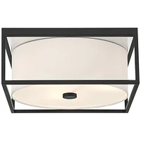 Possini Euro Design Graham Modern Ceiling Light Flush-Mount Fixture 17 1/2" Matte Black Square Metal Frame 3