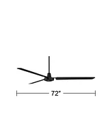 Casa Vieja 72" Velocity Modern Large 3 Blade Indoor Outdoor Ceiling Fan with Wall Control Matte Black Metal Damp Rated Patio Exterior House Home Porch