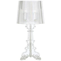 Baroque Antique Victorian Style Accent Table Lamp Decor 20" High Clear Acrylic See Through Base Tapered Drum Shade for Living Room Bedroom House Bedsi