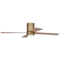 Casa Vieja 52" Revue Modern Indoor Hugger Ceiling Fan with Led Light Remote Control Bronze Soft Brass Opal Glass for Living Room Kitchen House Bedroom