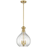 Houten Soft Gold Metal Mini Cluster Pendant Chandelier 11 1/2" Wide Modern Clear Glass Shade 3