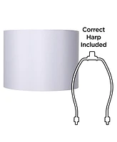 Set of 2 Hardback Drum Lamp Shades White Medium 16" Top x 16" Bottom x 12" High Spider with Replacement Harp and Finial Fitting - Spring crest