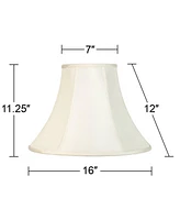 Set of 2 Bell Lamp Shades Cream Medium 7" Top x 16" Bottom x 12" High Spider with Replacement Harp and Finial Fitting - Imperial Shade