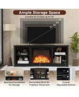 Costway 70" Tv Stand with 26" Electric Fireplace Insert Remote Control for 75"